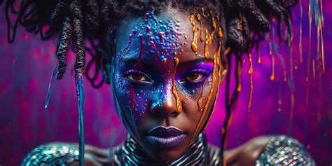Premium Photo | Editorial photography of black woman dripping in metal ...