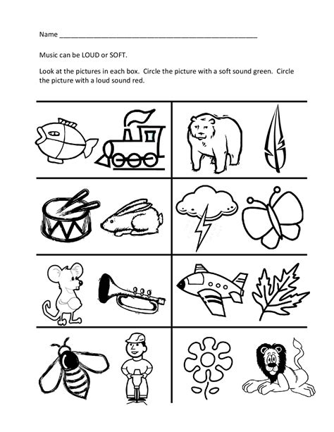 Loud and Soft Sounds Worksheet.pdf | Study notes World Music | Docsity