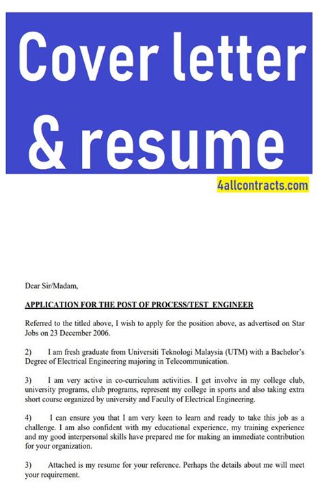 simple cover letter for resume template | Sample contracts