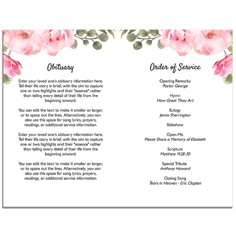 Pink Floral Funeral Program Template » Urns | Online