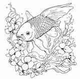 japanese Carpe koi coloring Page 28056426 Vector Art At Vecteezy sketch template