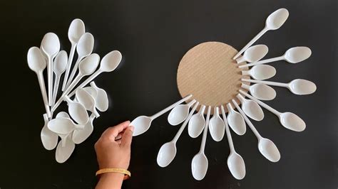 Beautiful Wall Hanging Craft Using Plastic Spoons / Paper Craft For Home Decoration / DIY Wall ...