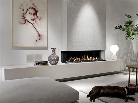 Contemporary three-sided gas fireplace. Sleek, contemporary three-… | Gas fireplace ideas living ...