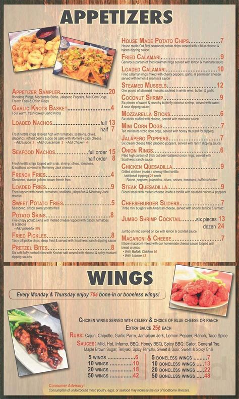 The Deck menu in Westbrook, Connecticut, USA