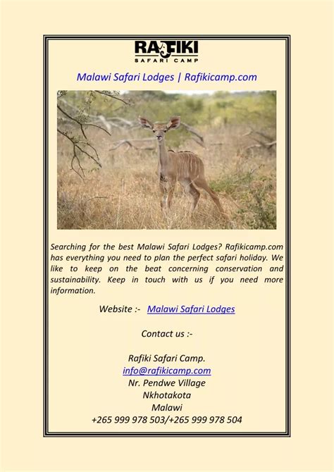 PPT - Malawi Safari Lodges Rafikicamp.com PowerPoint Presentation, free ...