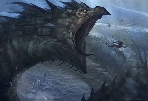 leviathan, digital art, creature, fantasy art, Sea Serpent, HD ...