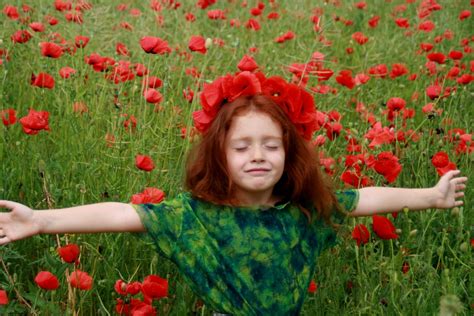 Free Images : girl, field, lawn, meadow, flower, petal, botany, flora, red hair, wildflower ...
