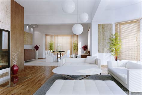 White Living Room Plants with Wooden Floor - Interior Design Ideas