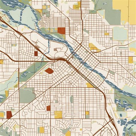 Waterloo Iowa Map Print In Woodblock | Etsy