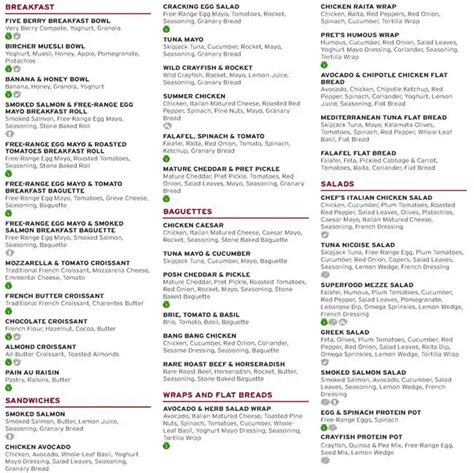 Pret A Manger Menu, Menu for Pret A Manger, Dubai International Airport ...