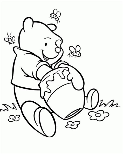 Winnie Pooh With Honey Bucket Coloring Page - Coloring Home