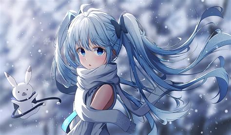 Anime, Vocaloid, Hatsune Miku, Snow, Blue Eyes, HD wallpaper | Peakpx