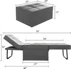 Single Multi-Function Furniture 4 in 1 Chair Sofa Bed Convertible Ottoman Chair with Pillow ...