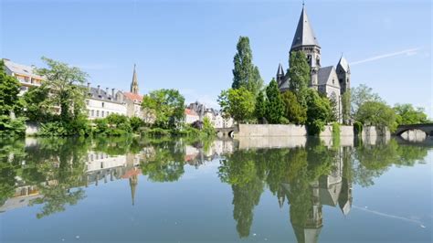Protestant church Temple Neuf on the Moselle river in Metz, France image - Free stock photo ...