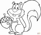 Cartoon Squirrel Holding An Acorn coloring Page  Free Printable sketch template