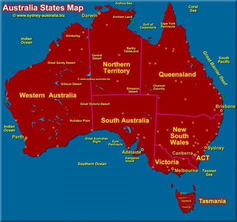 Australia map with states - Map of Australia showing states (Australia and New Zealand - Oceania)