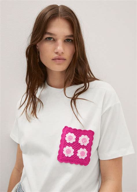 Crochet t-shirt with pocket - Women | Mango USA