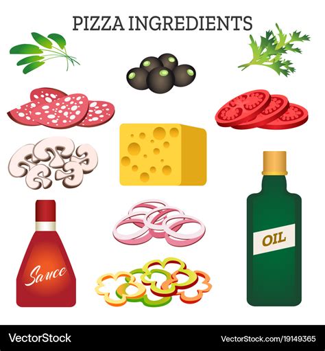 Pizza ingredients set Royalty Free Vector Image