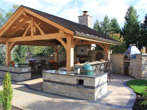 Rustic Covered Outdoor Kitchen with Bar | Backyard pavilion, Outdoor kitchen design, Outdoor ...