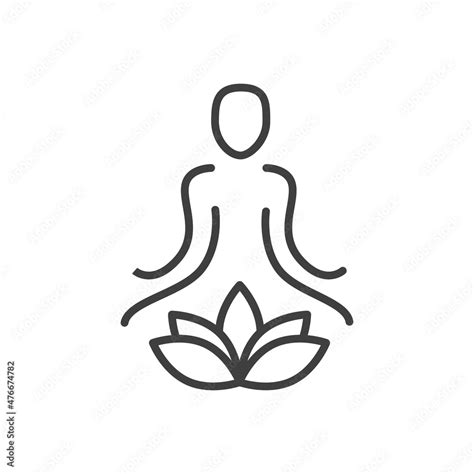 Meditating human silhouette with lotus flower. Yoga and meditation symbol. Logo template for ...