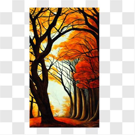 Download Autumn Forest Painting with Vibrant Colors PNG Online ...