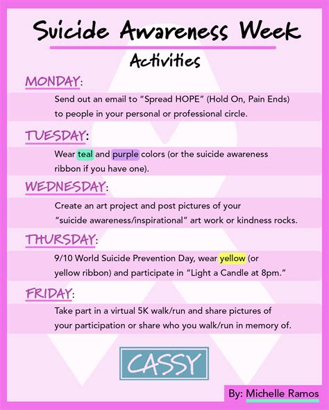 Suicide Awareness Week Activities - CASSY