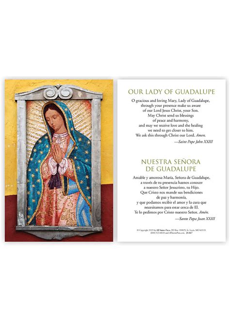 OUR LADY OF GUADALUPE PRAYER CARD - San Pedro Spiritual Development Center