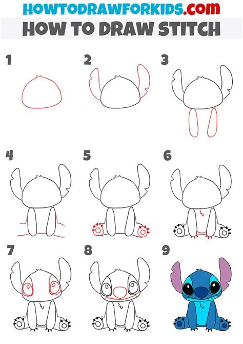 how to draw stitch step by step | Como dibujar a stich, Como dibujar a stitch, Lindos dibujos ...