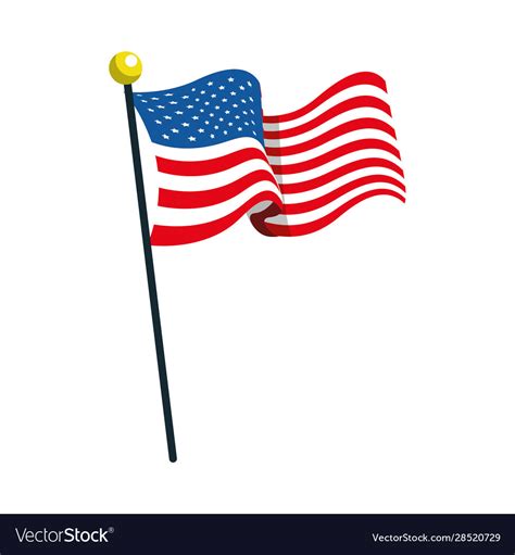 United states american flag in pole Royalty Free Vector