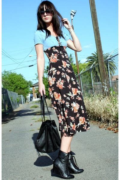 vintage-90s-dress-forever-21-boots-vintage-purse_400.jpg (400×600) | 90s dress, Vintage outfits ...