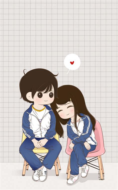 Cute Couple Cartoon Wallpaper