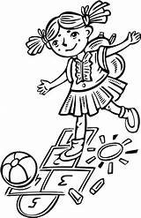 Desenho De Menina Brincando Amarelinha Para colorir  Desenhos sketch template