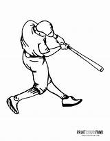 Baseball Player Batting Pages Coloring sketch template
