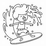 Happy Boy Surfing Coloring Page  Free Printable Pages For Kids sketch template