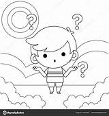 Confused Man Drawing Cartoon White Line Gesturing Business Confusion  sketch template