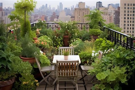 Premium AI Image | photo of rooftop terrace garden design inspiration ideas