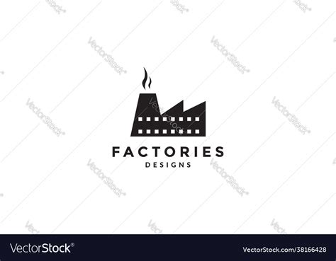 Silhouette simple factory building logo icon Vector Image