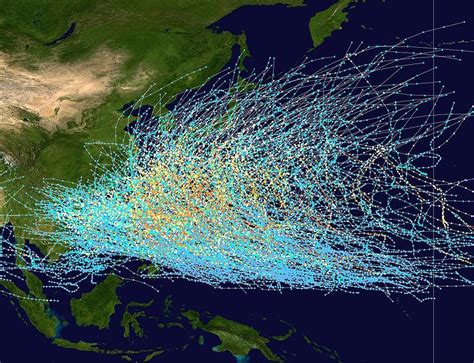 Pacific Typhoon Tracks 1980-2005 / whoa, total MSNBC Hurricane tracker flashback Topography Map ...