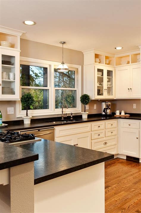 10+ Kitchen Black Countertop White Cabinets - DECOOMO