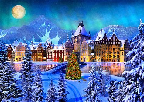 Alpine Christmas Village Painting by MGL Meiklejohn Graphics Licensing - Pixels