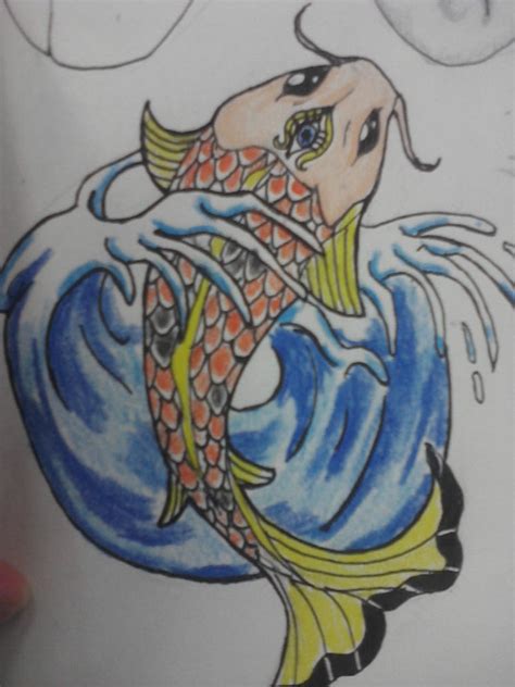 Mystic koi and wave tattoo by glitchxhavoc on DeviantArt