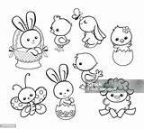 Happy Easter Holiday Illustration Cartoon Characters Coloring Page  sketch template