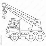 Coloring Page Outline Of Cartoon Truck crane Construction Vehicles  sketch template