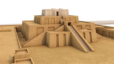 Technical reconstruction of the Eanna ziggurat of the 21st century BCE in the central district ...