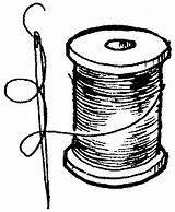 Needle And Thread Spool Drawing Sketch Coloring Page sketch template