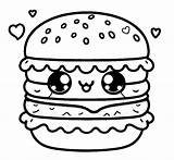 Cute Kawaii Hamburger Love 🍔💖😊 Coloring Page sketch template