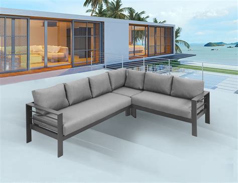 Patio Furniture Set, Outdoor Aluminum Sectional Sofa Couch - 3 Pieces All-Weather Metal ...