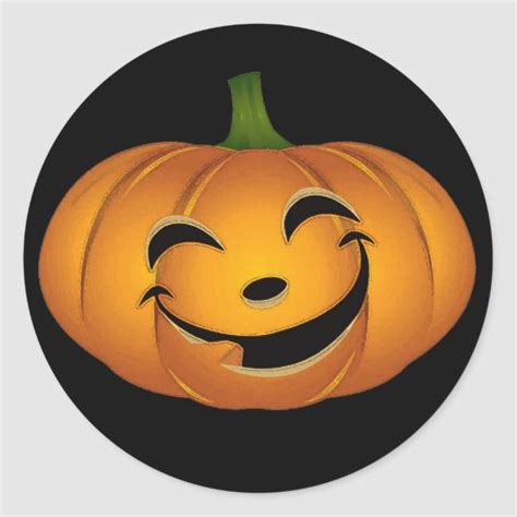 Happy Pumpkin Face for Halloween Fun Classic Round Sticker | Zazzle ...