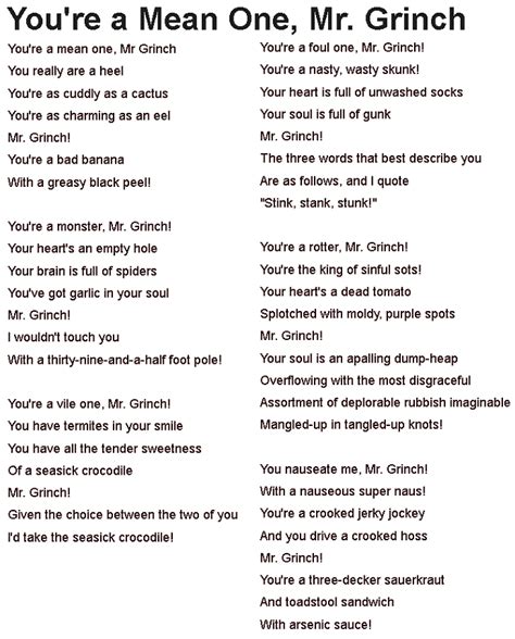 https://www.songaah.com/lyrics/youre-a-mean-one-mr-grinch-5.html | Christmas lyrics, Christmas ...