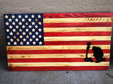 Praying Soldier American Flag, Fallen Solider Memorial, Wooden American ...